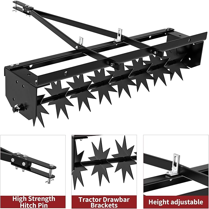YITAMOTOR 32" Tow Spike Aerator Tool Tow Behind Lawn Aerator Black