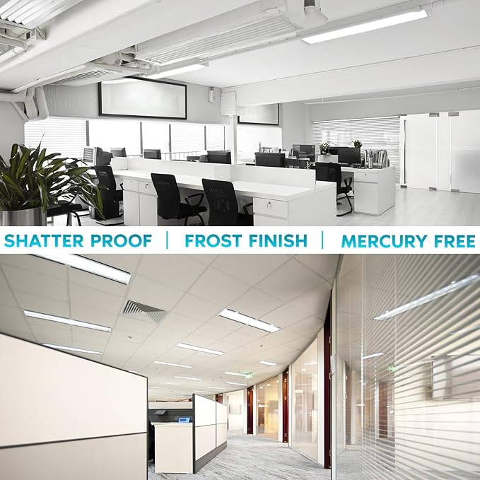 LUXRITE 30-Pack 4FT T5 LED Tube Lights, Type A+B, 24W=54W, 4000K Cool White, 45.78", Ballast and Ballast Bypass Compatible, Single or Double End Powered, F54T5 Fluorescent Replacement, Damp Rated