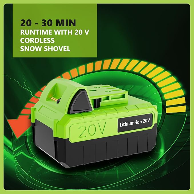 4Ah Lithium-ion Battery Pack for 20-Volt Cordless Snow Shovel Snow Blowers