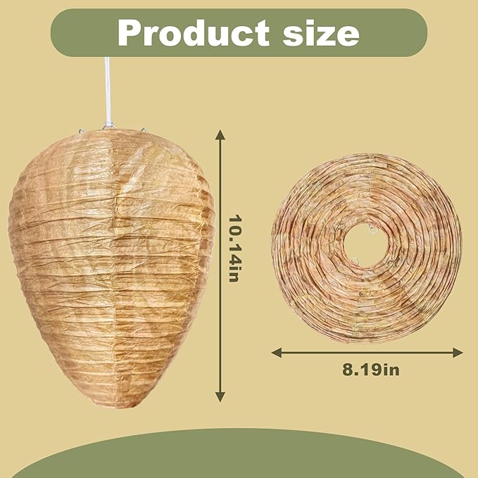 4 Pack Paper Fake Wasp Nest Decoy Hanging, Fake Hornet Nest Decoy Carpenter Bee Deterrent, Wasps Trap Wasp Deterrent Outdoor Yellow Jacket Carpenter Bee Traps for Outsides Garden Patio