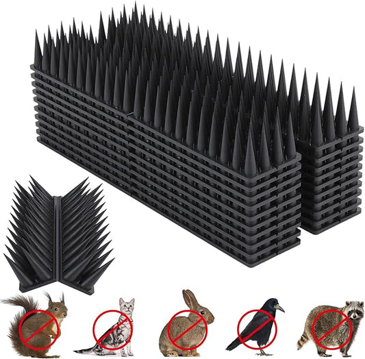 Bird Spikes, 20 Packs Bird Deterrent, Raccoon for Outdoor Repelling Reptiles, Squirrel Spikes for Fences and Roofs to Keep Birds Away（18.7Feet）
