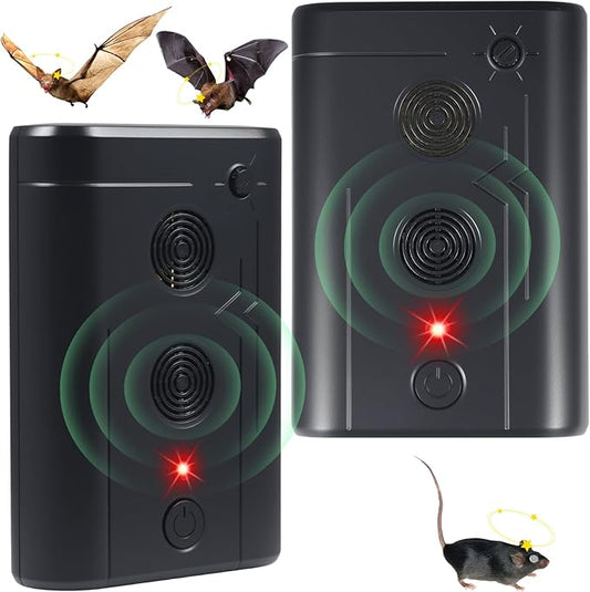 2025 Upgraded Ultrasonic Bat Repellent Devices for Attic Porch House, Adjustable Plug in Bat Exclusion Device for Indoor Use, Friendly to Human and Pet(2Pack)