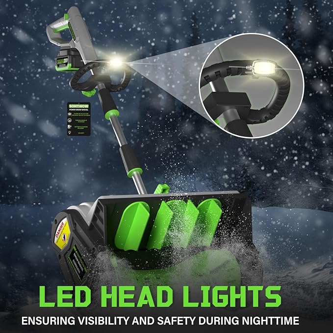 13.5" Electric Snow Shovel, 40V Brushless Cordless Snow Shovel, Includes 2 Pack 4.0 Ah Battery and Charger, Cordless Snow Blower with LED Light, Battery-Powered Snow Removal for Driveway, Patio, Deck