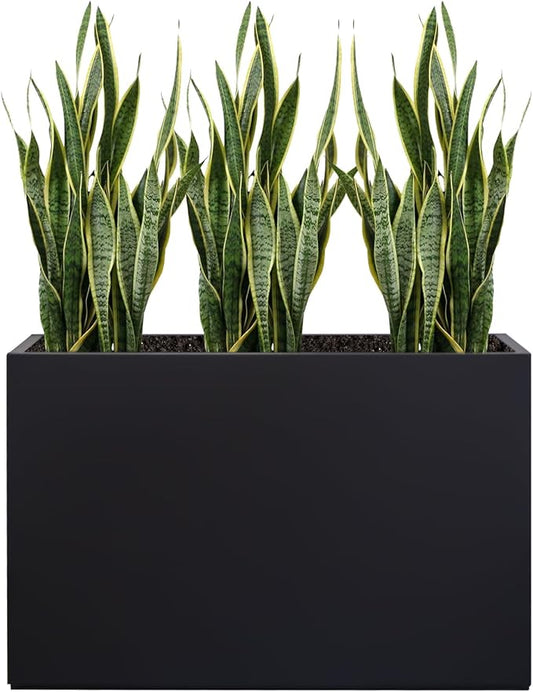 Metal Planter Box Rectangular Block - Modern Outdoor Galvanized Steel Long Box Planters All-Weather Use with Drainage Holes for Patio/Porch, 35.5×24×12IN