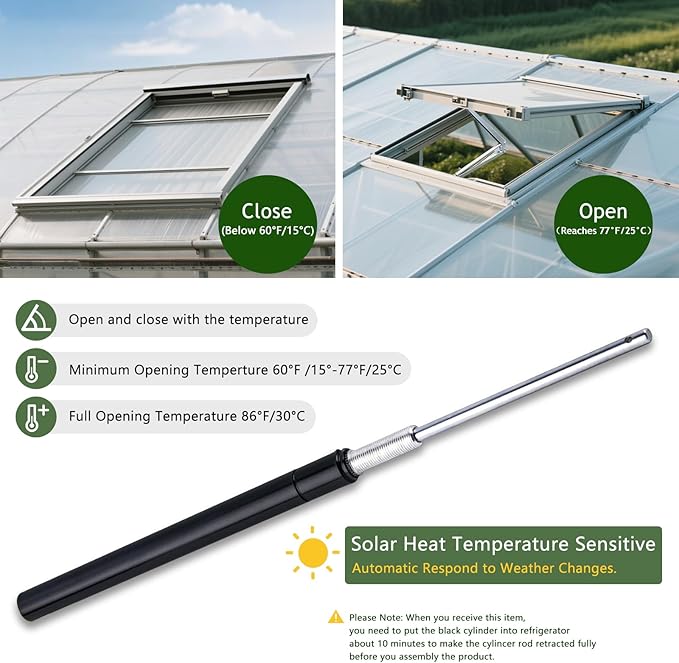 Auto Vent Opener Automatic Greenhouse Window Openers, Solar Powered Auto Hothouse Window Opener Roof Vent Opener Autovent Kit Solar Heat Louvre Thread Opener
