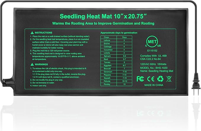 Bestio Seedling Heat Mat 10 x 20.75 in Waterproof Heat Mats for Seed Starting Seed Heating Mat for Seedling Germination,Hydroponic Plant