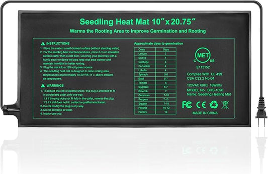 Bestio Seedling Heat Mat 10 x 20.75 in Waterproof Heat Mats for Seed Starting Seed Heating Mat for Seedling Germination,Hydroponic Plant