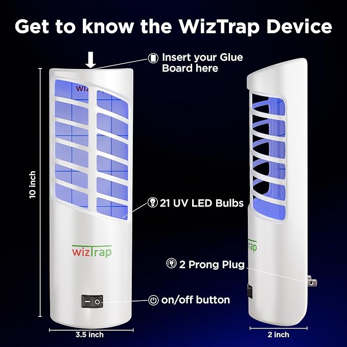 2-Pack Large Indoor Plug in Fly Trap, 21 UV LED Bulbs, 10 Sticky Glue Board Refills, A Home Gnat Trap, Moth, Flies, Mosquito Trap! (2 Devices 10 Glue Boards)