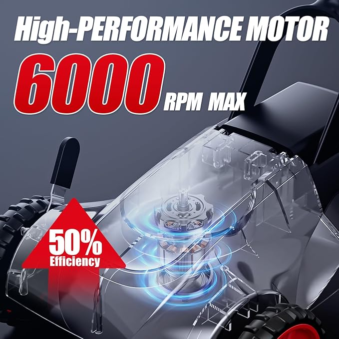 9 Inch Electric Lawn Mower, 6000RPM Weed Wacker with 2x4.0mAH Batteries, Brushless Cordless Lawn Mower with 3 Cutting Heights, Lightweight Electric Grass Trimmer with Safe Tilt 20°-70°for Yard Care