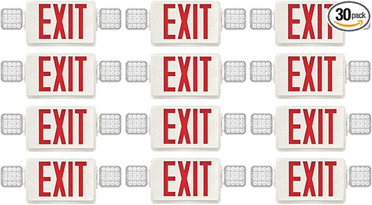 SPECTSUN 12 Pack Exit Emergency Light Combo,120-277V Emergency Exit Lights,LED Combo Exit Sign Emergency Lights - Red Battery Backup -Exit Sign with Emergency Lighting