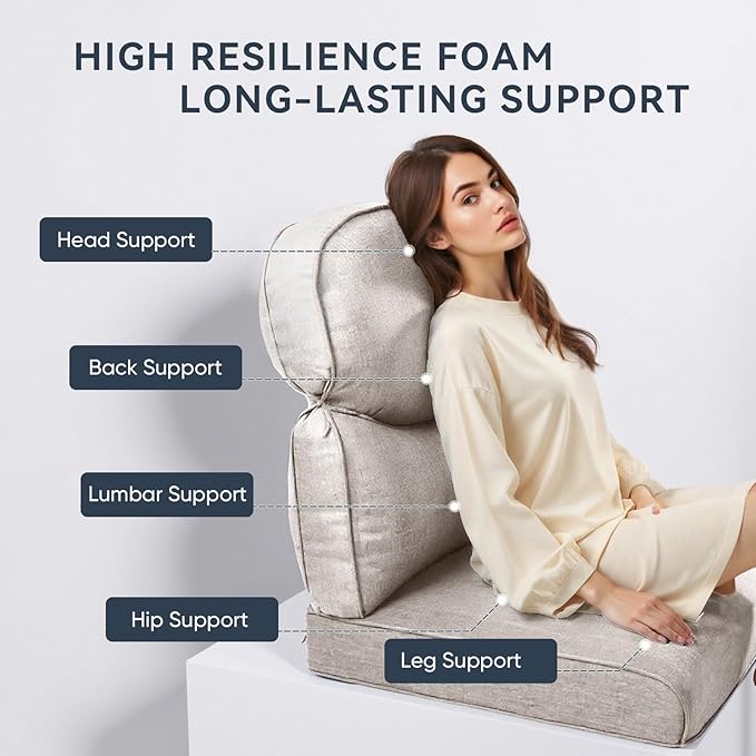 Outdoor Chair Cushions 3 Packs - Outside High Back Comfortable Thickened Pillow 22x24 with Zipper Cover for Patio Rocking Swivel Chairs Loveseat Sofa – Beige/Crescent