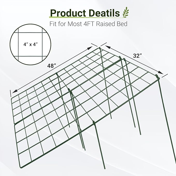 Cucumber Trellis for Raised Bed, 48" L x 32" W Garden Trellis for Climbing Plants Outdoor with Support Structures, A Frame Trellis for Climbing Vegetables Peas, Vine, Bean - 2 Pack