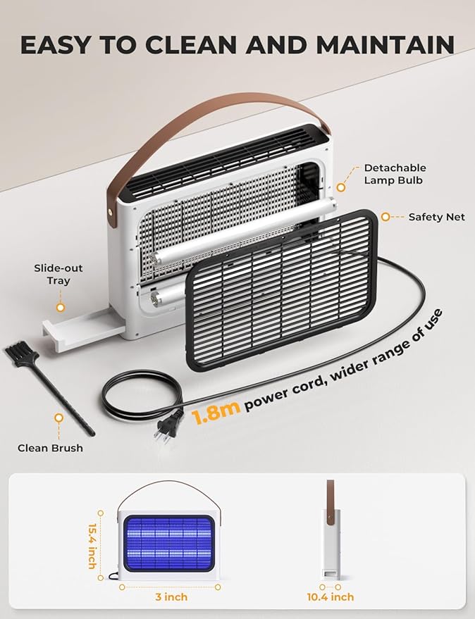 YISSVIC 20W Indoor Bug Zapper Electric Fruit Flies Traps for Indoors Mosquito Zapper Electric Moth Gnat Fly Zapper Extra 2 Bulbs for Home Kitchen Dining Living Room (White)