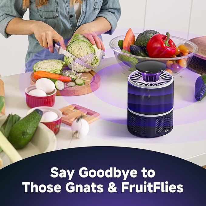 Fruit Fly Traps for Indoors, 2 in 1 Fruit Fly Trap for Home, Gnat Traps for House Indoor Bug Zapper Flying Insect Trap for Plants Moths Mosquitoes (black-2pc)