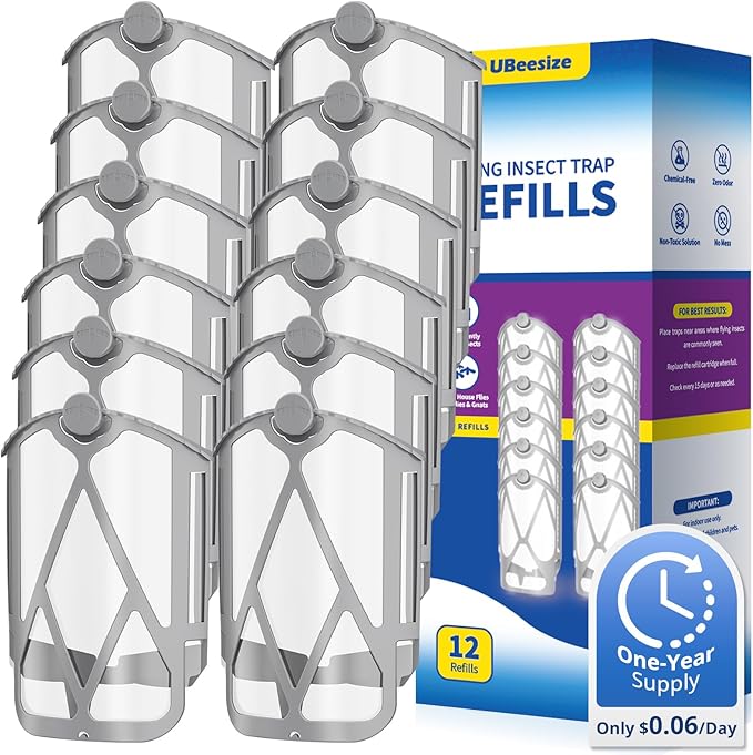 UBeesize 12 Pack Refill Cartridge for Zevo M364 and Max, Replacement Refill Compatible with Zevo Plug-in Light, 100% Fit (12 Cartridges)