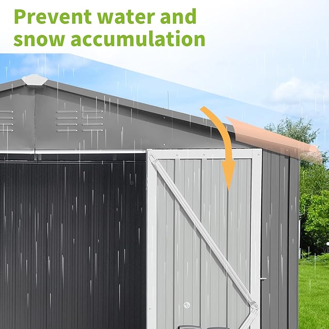 12x10FT Heavy-Duty Metal Storage Shed, Extra-Large Outdoor Shed with Apex Roof, Steel Vents & Hinged Door, Includes Free Padlock for Secure Tool & Equipment Storage (Easy Assembly)