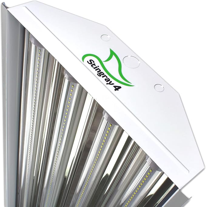 4 Lamp Bulb High Bay T8 LED HighBay Utility Shop Garage Warehouse Light Fixture 11,000 LUMENS! Commercial Grade 15" X 48" White W/Mirrored Reflector W/LED Tubes 11,000 Lumens Bright