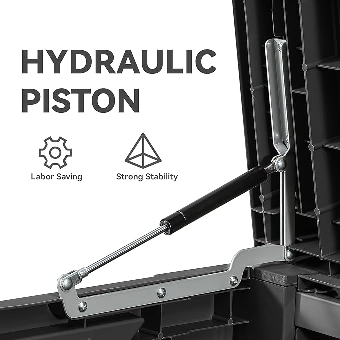 YITAHOME 120 Gallon Large Deck Box, Resin Outdoor Storage Box for Outdoor Pillows, Garden Tools and Pool Supplies, Waterproof, Lockable, Dark Gray