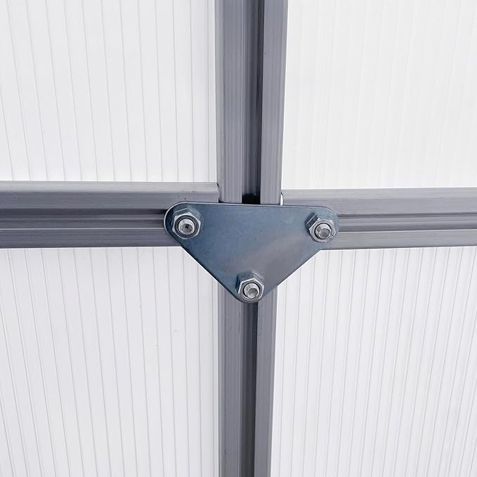 Outsunny 6' x 12' x 6.5' Polycarbonate Greenhouse with Adjustable Roof Vent, Walk-in Heavy Duty Green House Kit with Aluminum Frame, Sliding Door and Rain Gutter for Winter, Silver