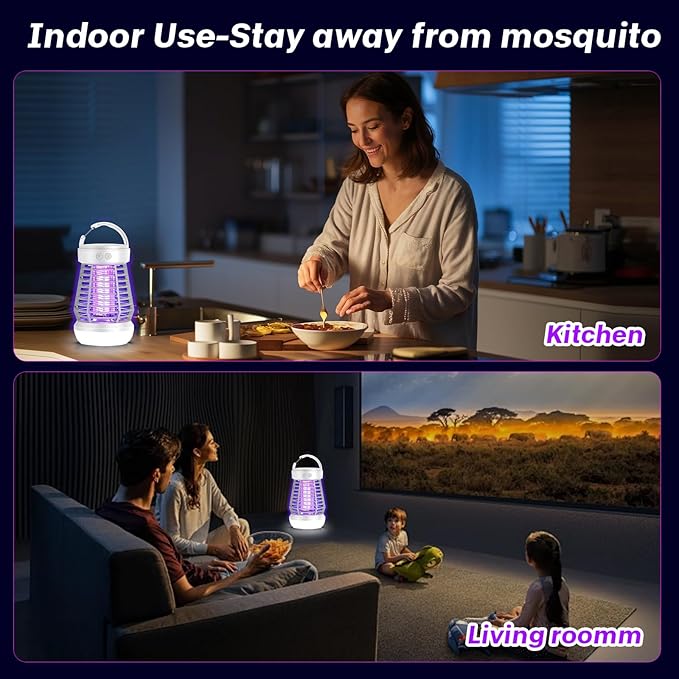 Upgraded Fly Traps,3 in 1 Bug Zapper Outdoor & Indoor, Electric Mosquito Killer Lamp with 2000V Grid & On/Off Switch, Mosquito Traps for Kitchen, Patio, Backyard, and More (White)