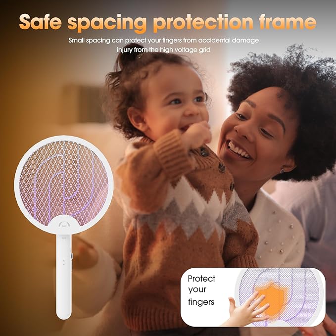 Fly Swatter Electric Racket Bug Zapper Racket 3 in 1 Rechargeable Foldable Electric Fly Swatter Foldable Mosquito swatter for Indoor and Outdoor