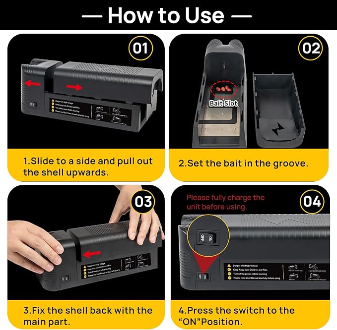 Rat Zapper Electric Mouse Trap Zapper 2 Pack Electronic Mice Killer Effective Rodent Trap with Powerful Voltage Mouse Traps Indoor for Home Garage Attic Living Room
