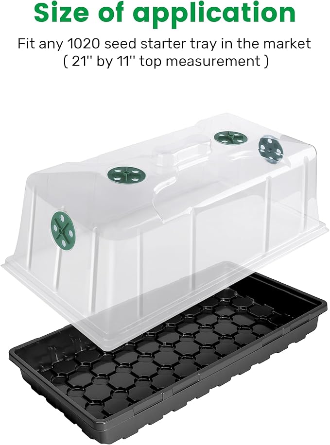 MIXC 10 Pack Humidity Dome 7" Tall Extra Strength, 1020 Growing Trays Cover, Propagation Seed Cloning Lid Vented for 10 x 20 Inch Flat Tray and Seed Starting Germination