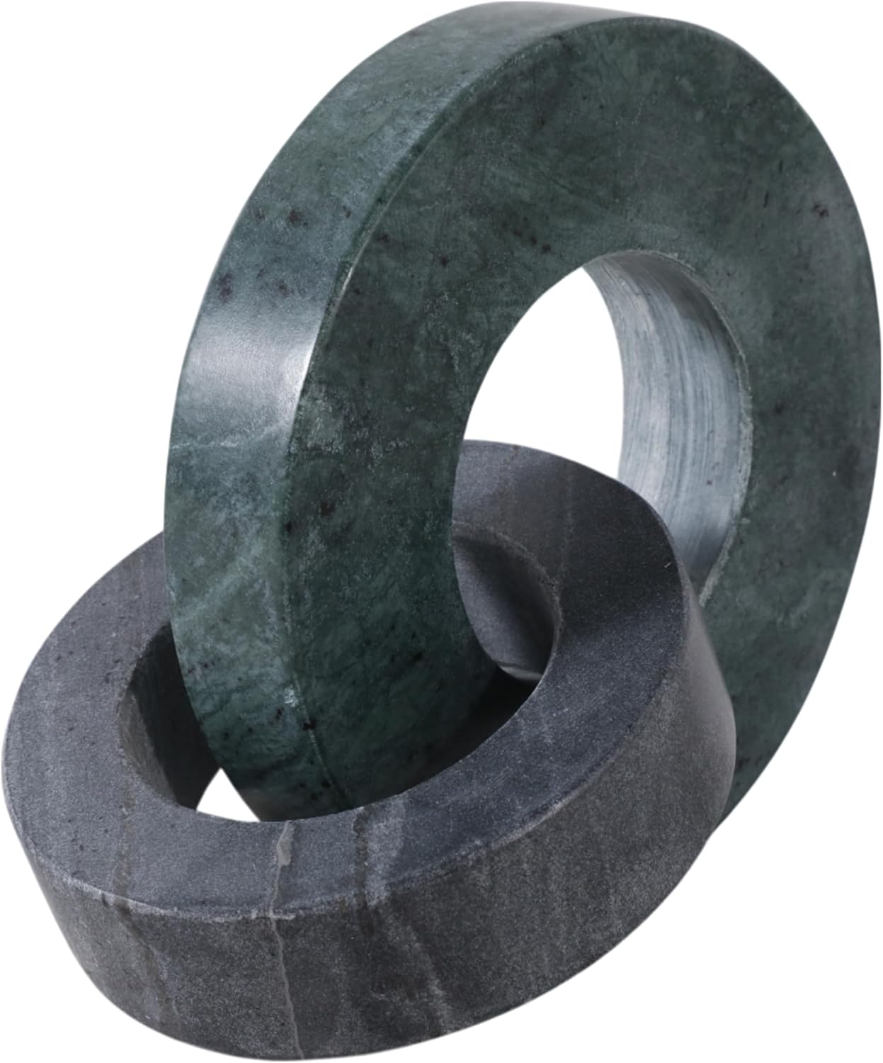 Home Decor and Bathroom Decor Marble Double Ring – Modern Shelf Sculpture and Office Accents for Room Styling – Coffee Table Ornaments and Living Room Decor Statues Design – 6", Green & Black