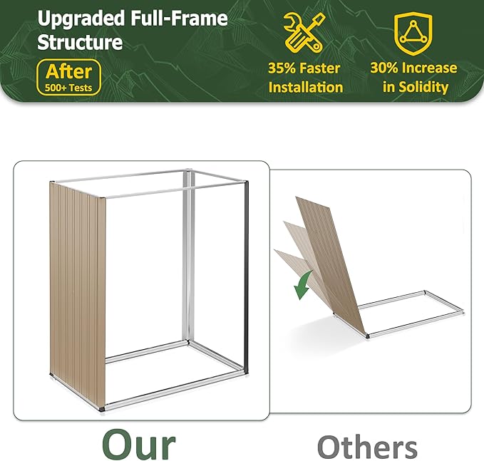 Polar Aurora 5x3 FT Outdoor Storage Shed, Garden Shed with Updated Frame Structure and Lockable Doors, Metal Tool Sheds for Backyard Garden Patio Lawn,Brown