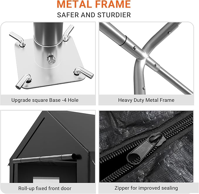 Carport, 12x20 FT Heavy Duty Carport, Portable Garage with Roll-Up Windows & Side-Opening Door, Car Canopy Reinforced Four-Hole Base for Car, Truck, Boat, Motorcycle