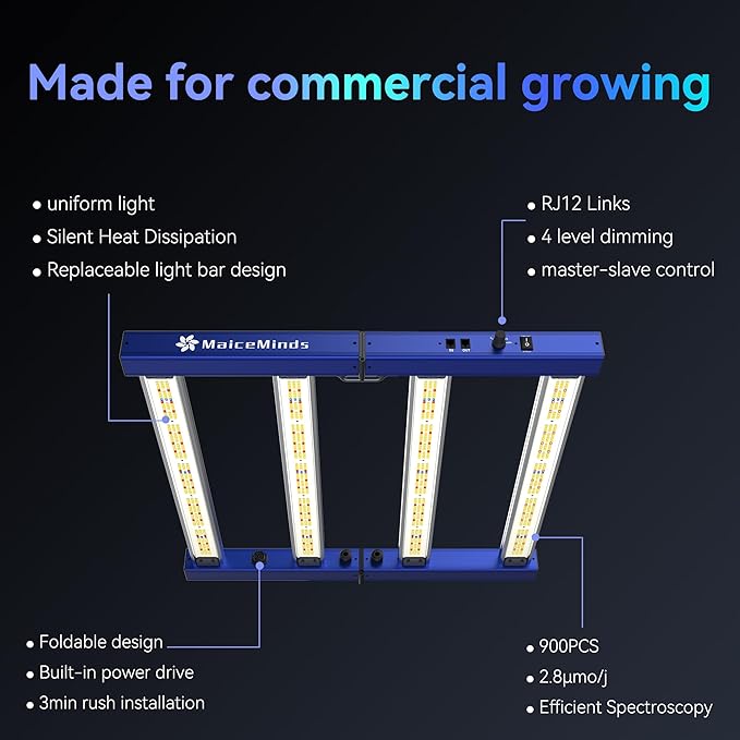 240W Led Grow Light Full Spectrum Foldable and dimmable Bar Style Growing Light Daisy Chain 2x2/3x3ft Grow Lamp for Indoor Plants