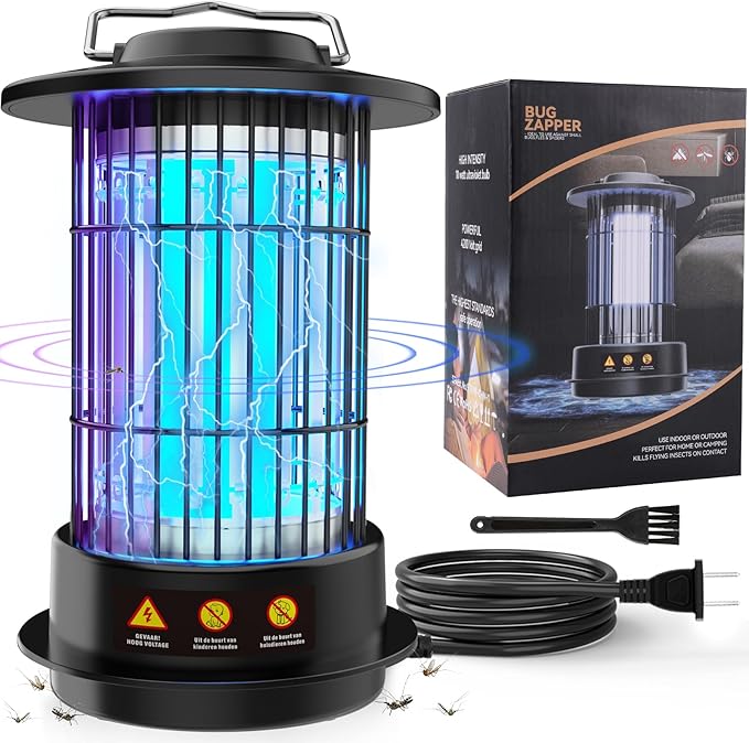 Bug Zapper Indoor Outdoor - Mosquito Zapper 4200V 18W Fly Zapper Insect Fly Wasp Gnat Traps Killer for Home Patio Camping, Plug-in with 4.92 Ft Cord