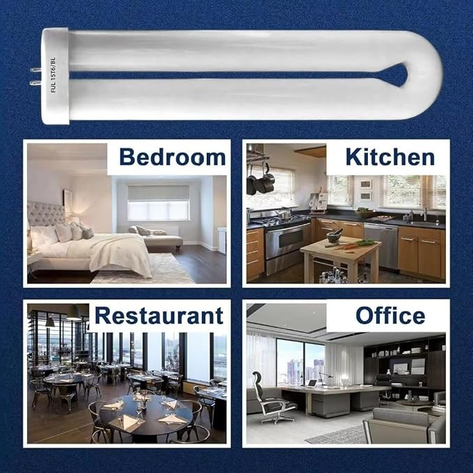 amgolibi 7.7 Inch BF-35 Replacement Bulb 15 Watt Compatible BK-15D, Fluorescent U Bulb Blue Light 365nm 15W, 4 Count