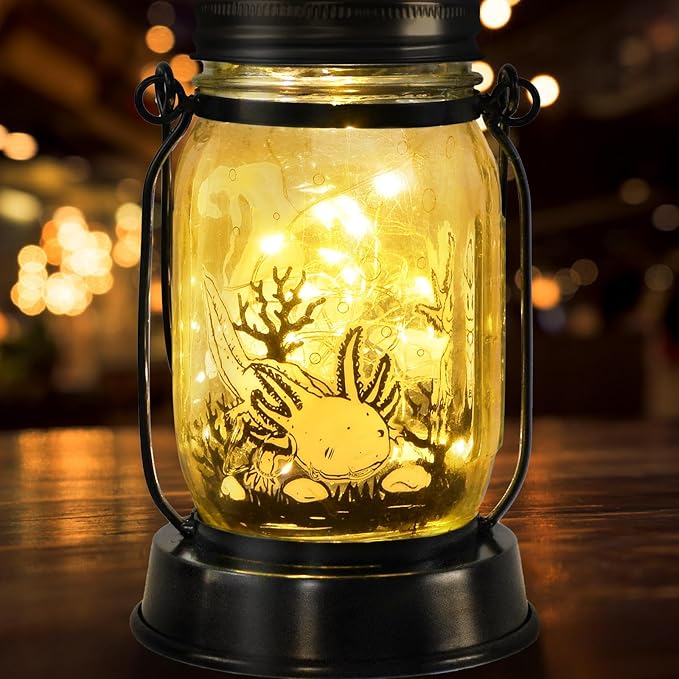 kyoryuger Axolotl Gifts for Women/Men/Kids Axolotl Solar Lanterns Mom Grandma Birthday Present Lantern Memorial Lights Solar Garden Decoration Outside for Yard, Patio,Backyard,Porch Torches