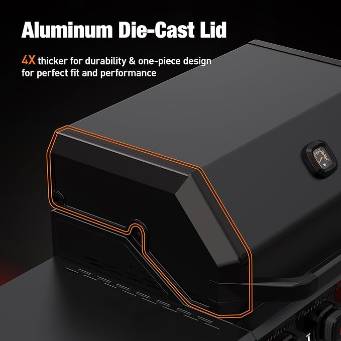 Brand-Man PRO 5-Burner Propane Gas Grill,14000 BTUs Searing Zone with Infrared-Mesh, Porcelain-Enameled Cast Iron Grates and Griddle, Side Burner & Natural Gas Convertible for Outdoor Barbecue Cooking