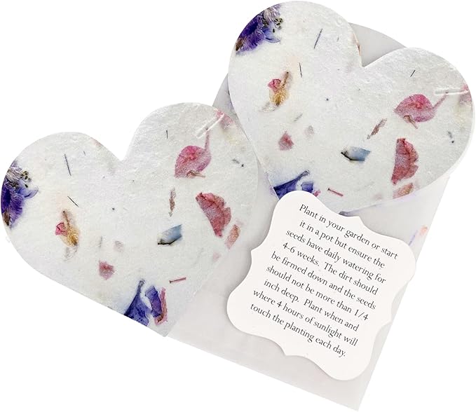 Set of 24 Mixed Heart – Plantable Seed Paper Embedded with Wildflower Seeds for Bridal Shower, Wedding Gift, Birthday, & Other Milestone Celebrations