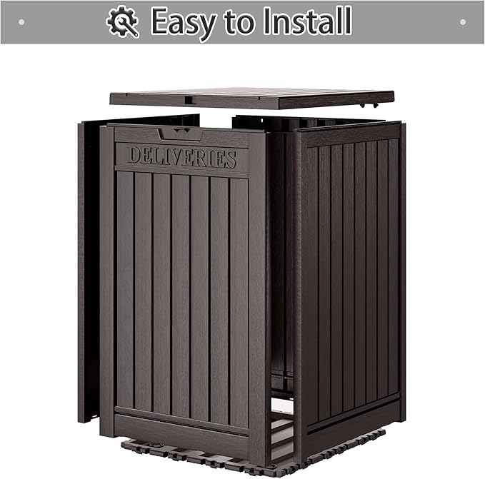 Package Delivery Box for Outside, 48 Gallon Storage with Lockable Secure, Large Resin Outdoor Package Drop Container