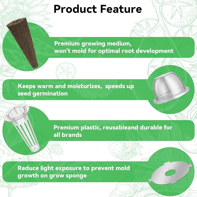 inbloom Organic Salad Green Seed Pod Kit for AeroGarden, Ahopegarden Hydroponics Growing System, Low-Calorie Food, 7-Pods (350+ Seeds, Include Fast and Butter Lettuce, Red and Golden Cherry Tomato)