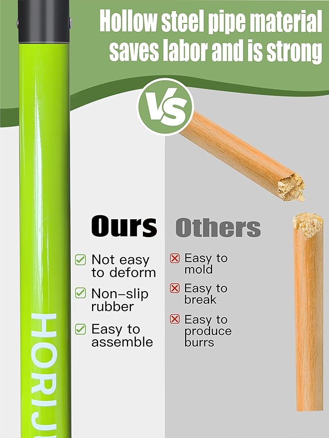 Garden Fork, 4-Tines Pitchforks,45-Inch Pitchfork for Gardening,Fiberglass Digging Fork Pole, D-Handle-(Green)