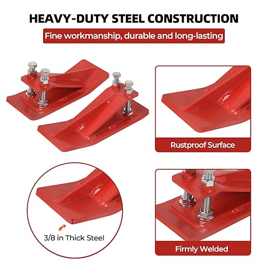 Tractor Bucket Protector, 2Pcs Ski Edge Protector Turf Tamer Double Lock Nuts and Bolts 4.5” Width Bucket Attachment Bucket Edge Anti-Skid for Snow Leaves Removal Spreading Gravel