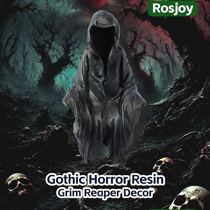 Halloween Decor Miniature Grim Reaper Desk Figurine,Gothic Horror Resin Grim Reaper,for Bookshelf Decor,Desk Trinkets,Collectible,Party Gifts