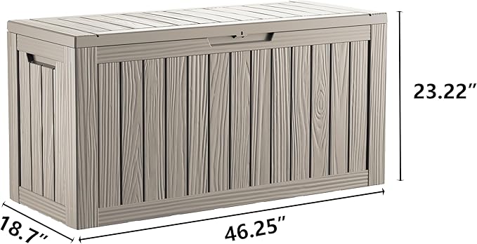 80 Gallon Deck Box, Resin Outdoor Indoor Waterproof Storage Box, Lockable Storage Box With Handle for Patio Furniture - Garden Tools - Swimming Pool Tools UV-Resistant, Brown