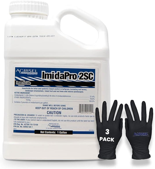ImidaPro 2SC/Midash 2SC Insect & Pest Control, Residential & Commercial, Effective Against 100+ Pests, Outdoor Use Only, Includes 3-Pack of Agrisel Protective Gloves, 128 Ounces
