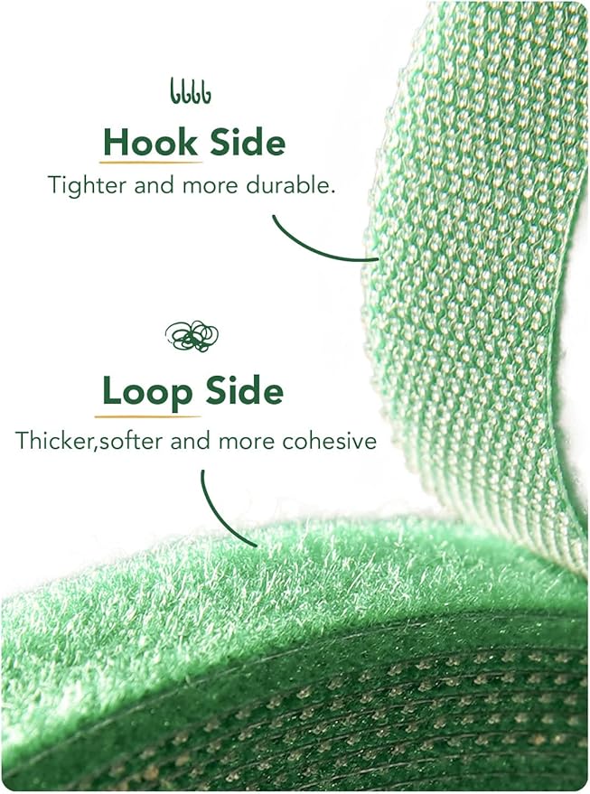 LE TAUCI Plant Ties, Garden Tape for Plant, Reusable Adjustable Thicker Support for Growing, Strong Grip, Tomato Vines Indoor Outdoor, 100 ft (2 roll 50ft) x 0.47 Inch, Green