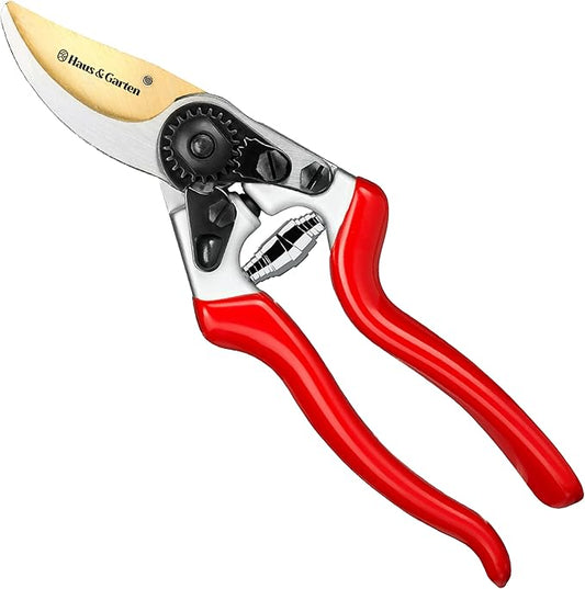 Haus & Garten EnduroPRO Ergonomic Bypass Pruners - Professional Titanium Garden Shears - Heavy Duty Hand Pruning Scissor, Tree Trimmer, Gardening Tool, Branch, Hedge, Rose, Shrub & Bush Clippers