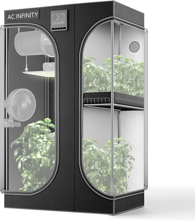 AC Infinity CLOUDLAB 632D 2-in-1 Advance Grow Tent, 36”x24”x72” Thickest 1 in. Poles, Highest Density 2000D Diamond Mylar Canvas, 3x2 for Hydroponics Indoor Growing