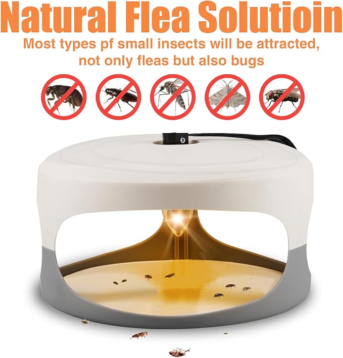 2Pack Flea Traps for Inside Your Home with 6 Sticky Disc & 6 Bulbs & 2 Electric Wires, Flea Killer Indoor Bed Bug Trap Pest Control, Friendly to Pets & Kids