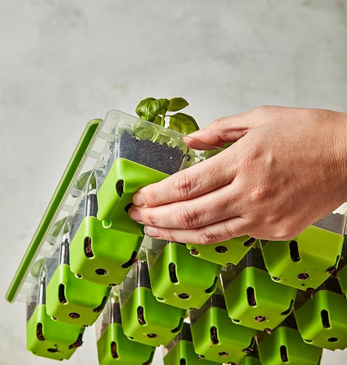 Burpee SuperSeed Seed Starting Tray | 16 XL Cell | Reusable & Dishwasher Safe | for Starting Vegetable Seeds, Flower Seeds & Herb Seeds | Indoor Grow Kit for Deep-Rooted Seedlings, Green
