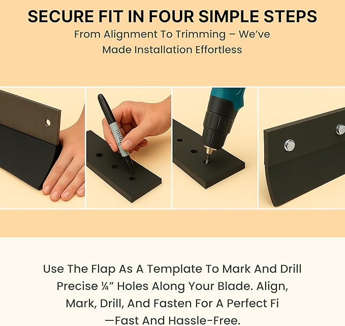 SIMOND STORE - Rubber Snow Plow Cutting Edge – Heavy Duty 72" x 4" x 0.75" Snow Plow Deflector Smooth & Surface-Safe Snow Clearing - Fit for ATV Tractors, Skid Steers & UTVs Snow Pusher Cutting Edge