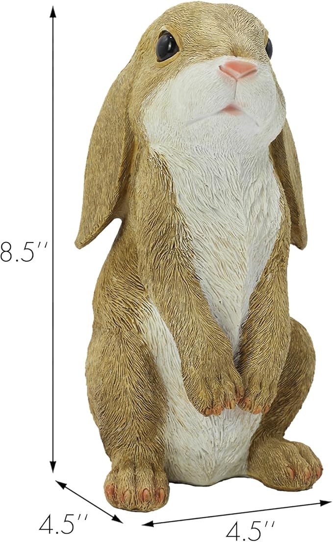 JORAE Standing Rabbit Statue Curious Easter Bunny Outdoor Garden Statues Patio Yard Home Decorations Sculpture Mustard, 8.5In, Polyresin